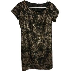 Signature By Robbie Bee Cheeta Metallic Print Dress. Size 12.